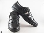 Black genuine leather casual sandals - 4