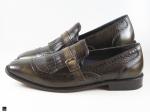 Patina finished loafers with single monk in olive - 5