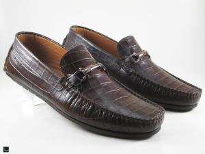 Stylish crocodile brown loafers with buckle