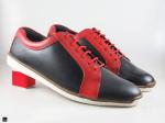 Men's stylish comfort black and red leather shoes - 2