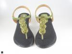 Floral design flats in green for ladies - 4