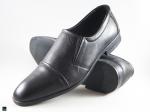 Black leather office cut shoes for men with toe cut - 1