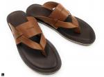 Casual Leather Sandal In Tan - 4