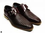 Single monk textured leather elite business shoes - 1