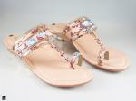 Floral golden design flats in baby pink for ladies - 1