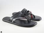 Men's black casual leather flipflop - 3