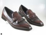 Patina finished loafers with single monk in brown - 3