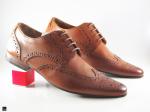 Trendy Pointed Tan Color Brogue Shoes - 2