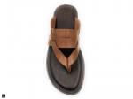 Casual Leather Sandal In Tan - 3