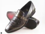 Patina finished loafers with single monk in olive - 1