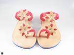 Floral leather slippers in tan - 4