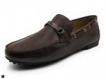 Brown Perforated Leather Loafer - 1