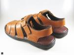 Tan Men's Closed Toe Leather Sandals - 2