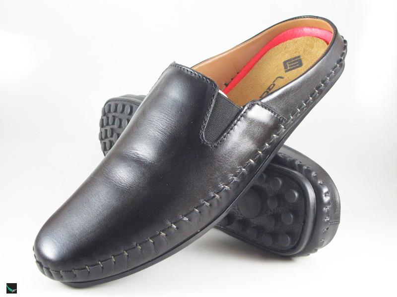 Soft leather plain black half shoes