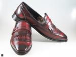 Patina finished loafers with single monk in Burgundy - 3