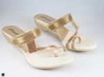 Gold combo of white heels for occasion wear for ladies - 1