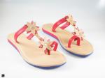 Floral leather slippers in tan - 1