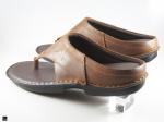 Thong slip-on Brown sandals in leather - 2