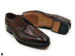 Choco Brown Premium Leather corded derby shoes. - 2