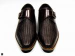 Single monk textured leather elite business shoes - 3