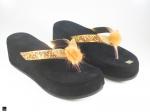 Women sandals in black with golden tip - 1