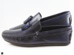 Patina finished tassel loafer with stripe print in blue - 3