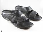 Black Paneled casual slippers - 1