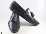 Patina finished tassel loafer with stripe print in blue - 2