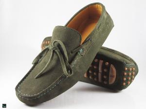 Stylish green suede loafer with mochi model