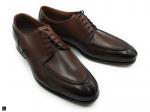 Choco Brown Premium Leather corded derby shoes. - 1