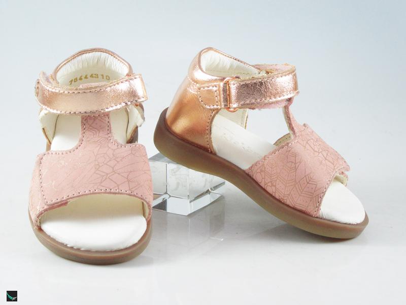 Nubuck printed sandals for kids in pink