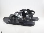 Black toe ringed leather sandals - 1