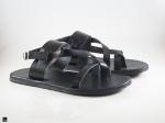 Black toe ringed leather sandals - 4