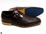 Single monk textured leather elite business shoes - 2