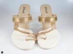 Gold combo of white heels for occasion wear for ladies - 4