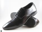 Mens Derby Laceup Black Shine Leather Shoe for Office - 1