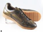 Patina Finished Sneakers with Stripe and check finish in Green - 1