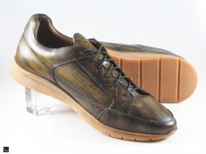 Patina Finished Sneakers with Stripe and check finish in Green