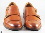 Double monk brown leather shoes - 5