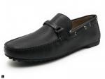 Black Perforated Leather Loafer - 4