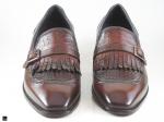 Patina finished loafers with single monk in brown - 4