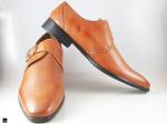 Plain single monk tan leather shoe for Mens - 4