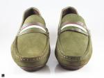 Tri color webbing saddle Moccasin Suede Green - 3