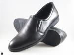 Plain black leather office cut shoes for men - 1