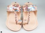 Floral golden design flats in baby pink for ladies - 3