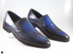 Patina finished wing tip Loafer in blue - 2