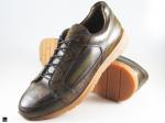 Patina Finished Sneakers with Stripe and check finish in Green - 5