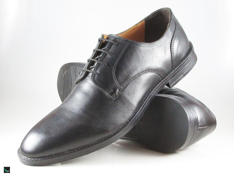 Mens derby laceup black leather shoe for office