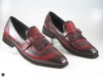 Patina finished loafers with single monk in Burgundy - 5