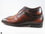 Patina finished Plain Vamp Oxford with Wood Texture in Brown - 5